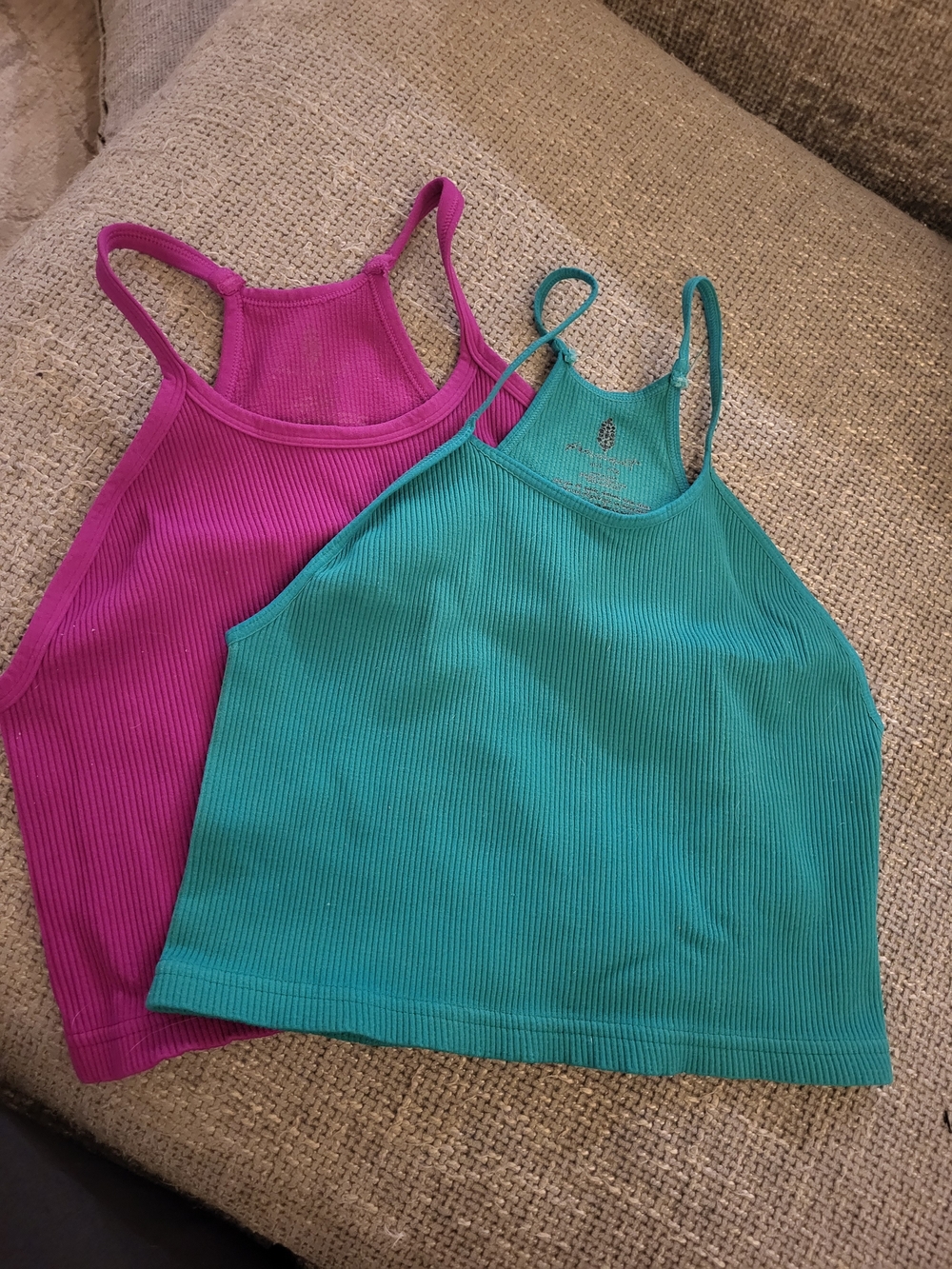 Free People Movement Cropped, Ribbed, Happiness Runs Tank Tops, Lot Of 2